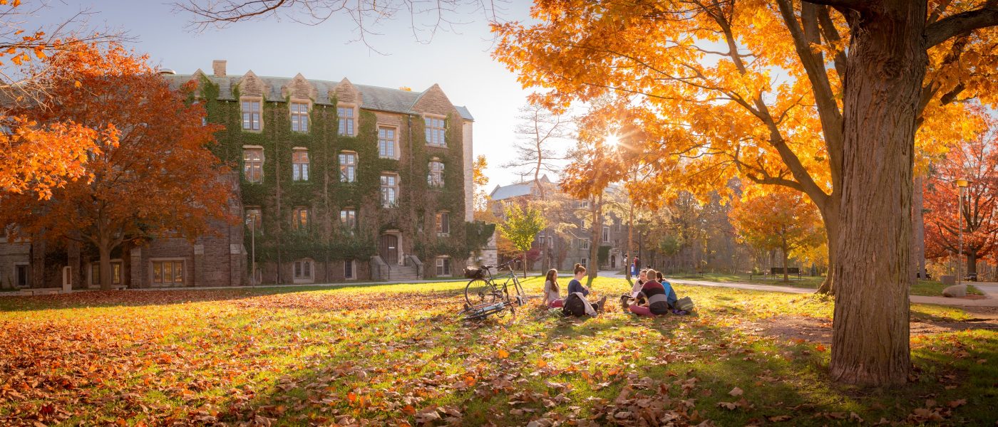 McMaster campus shot with students